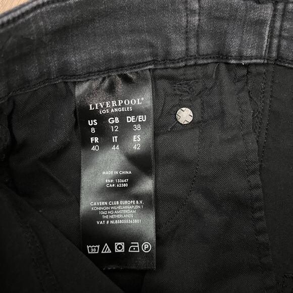 Liverpool Jeans Size 8 29 Faded Black Stretch Pull On Raw Hem the Ankle Skinny - Picture 6 of 12